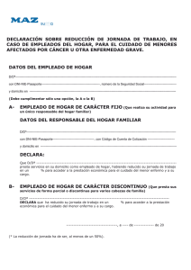 declaración sobre reducción de jornada de trabajo, en caso