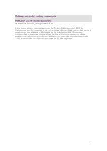 Catálogo sobre edad media y musicología Institución Milà i