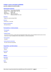 Código cuarta actividad (p58ddd) Archivo: BASE DE DATOS ENE 1