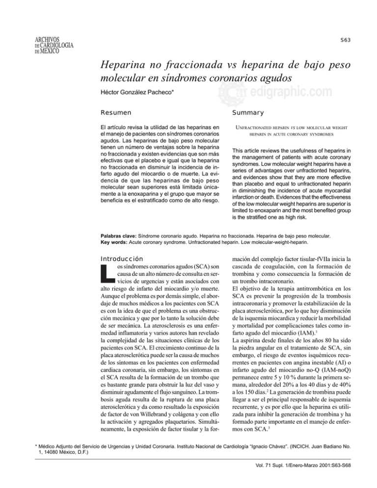 Heparina No Fraccionada Vs Heparina De Bajo Peso