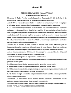 Régimen de evaluación para la Primaria