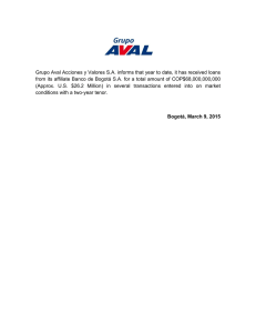 Grupo Aval Acciones y Valores S.A. informs that year to date, it has