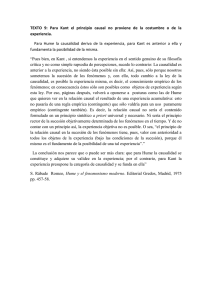 Para Kant el principio causal no proviene de la