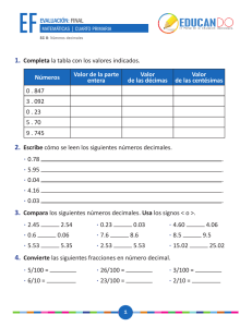 Números Decimales: Ejercicios para Cuarto Grado