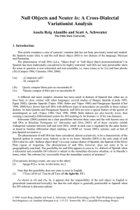 Null Objects and Neuter lo: A Cross