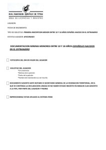 primera inscripción menor 18 años español no nacido en