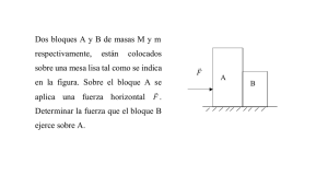 Dos bloques A y B de masas M y m respectivamente, están