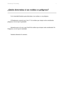 ¿Quién determina si un residuo es peligroso?