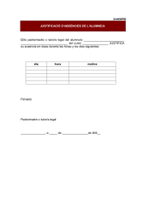 (castellà) JUSTIFICACIÓ D`ABSÈNCIES DE L`ALUMNE/A El/la