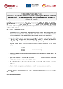 ANEXO II DE LA CONVOCATORIA Declaración responsable sobre