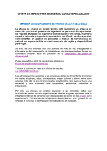 Oferta de empleo para ingenieros varias especialidades