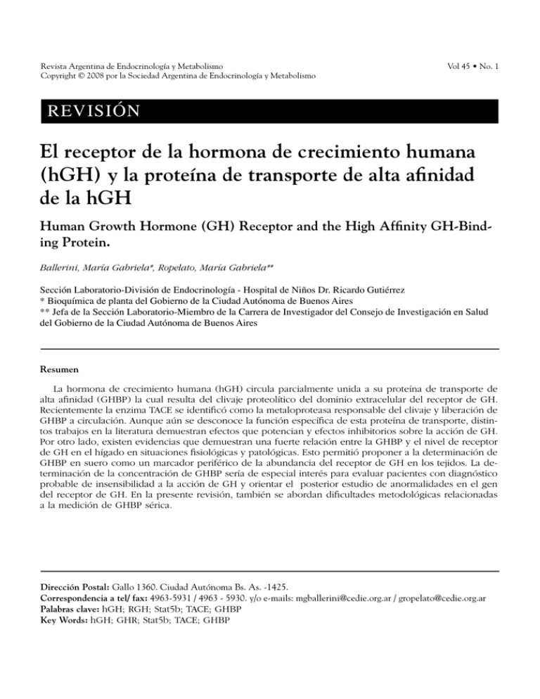 El Receptor De La Hormona De Crecimiento Humana Hgh Y La