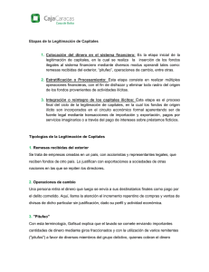 Etapas de la Legitimación de Capitales 1. Colocación del dinero en