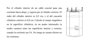 Por el cilindro interior de un cable coaxial pasa una corriente hacia