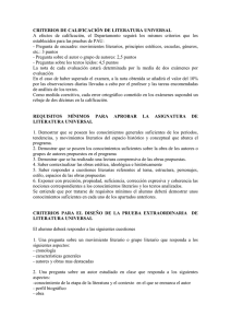 CRITERIOS DE CALIFICACIÓN DE LITERATURA UNIVERSAL A