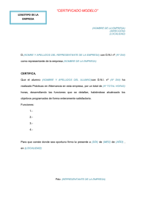 Modelo de Certificado de Prácticas en Alternancia
