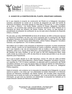AVANCE DE LA CONSTRUCCIÓN DEL PLANTEL VENUSTIANO