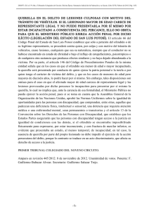 querella en el delito de lesiones culposas con motivo del tránsito de