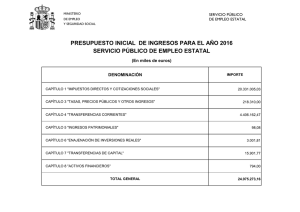 presupuesto inicial de ingresos - Servicio Público de Empleo Estatal
