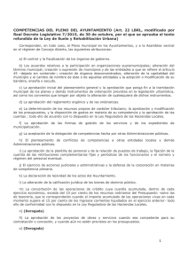 Competencias del Pleno del Ayuntamiento en España