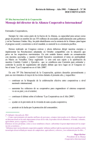 Mensaje del director de la Alianza Cooperativa Internacional