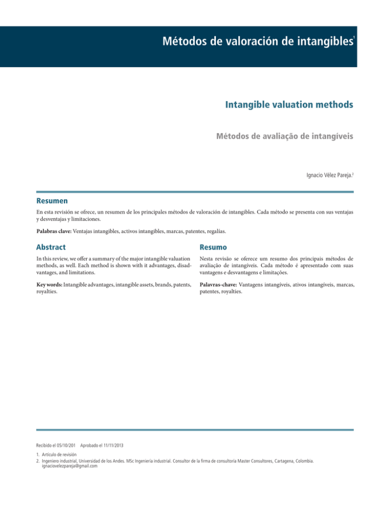 Métodos de valoración de intangibles