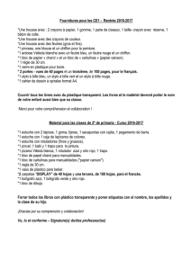 Fournitures – CE1 2016-2017 2º Educación Primaria