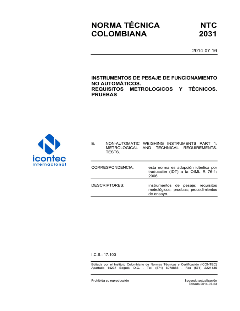 Norma Técnica Ntc Colombiana 2031 - Superintendencia De Industria