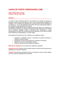 Carta de Porte Ferroviario (CIM): Transporte por Tren