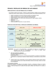 tetanos. profilaxis de heridas de alto riesgo