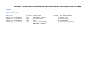 Nº PLAZAS 4 IDENFICACIÓN DE PLAZAS TIPO DE PLAZA COD