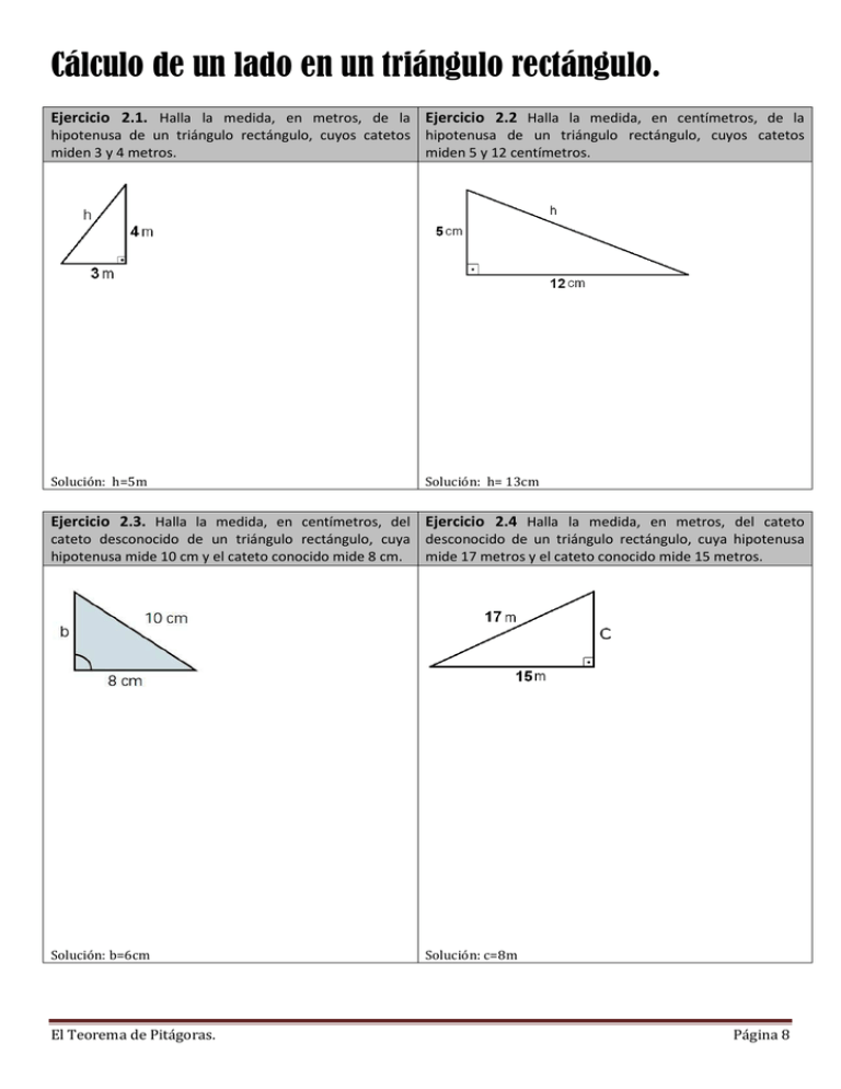 Cálculo De Un Lado En Un Triángulo Rectángulo.