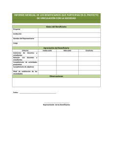 INFORME MENSUAL DE LOS BENEFICIARIOS QUE PARTICIPAN