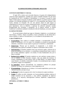 EL ROMANTICISMO LITERARIO. SIGLO XIX CONTEXTO