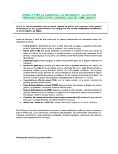 fórmula para la liquidacion de intereses y pagos para préstamo