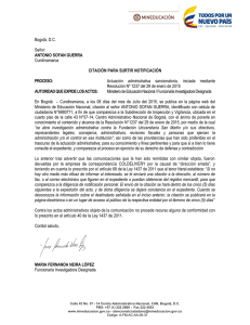 Bogotá, D.C. Señor: ANTONIO SOFAN GUERRA Cundinamarca