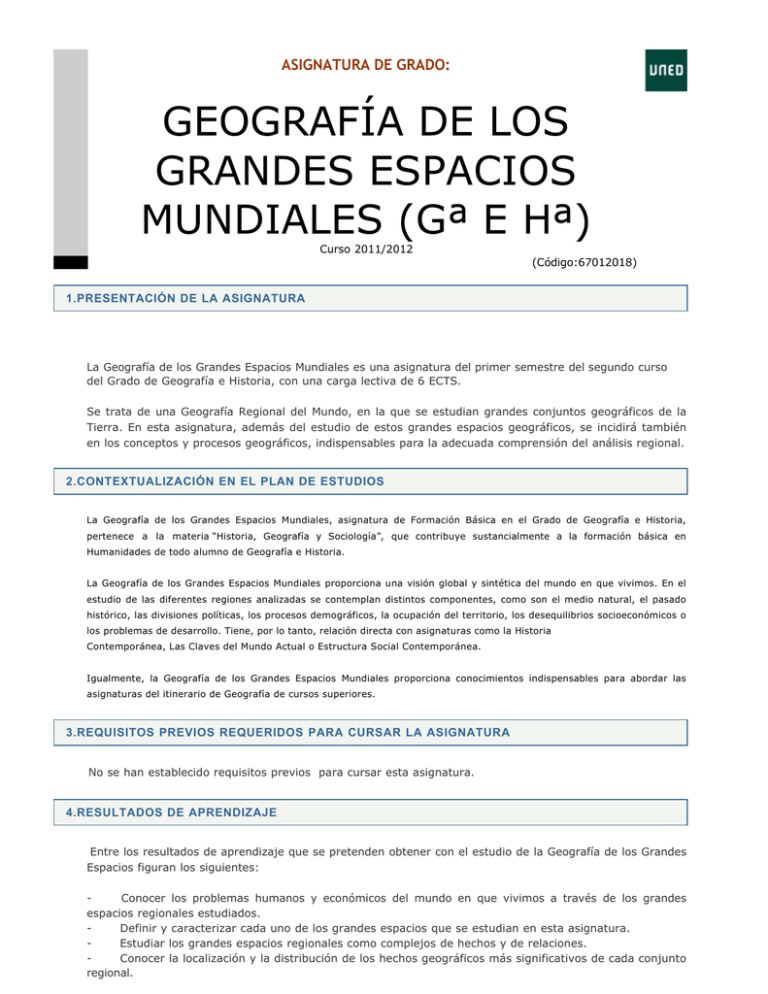 Geografía De Los Grandes Espacios Mundiales