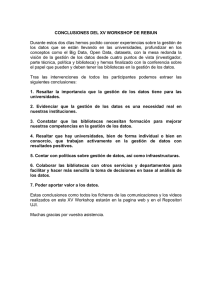 CONCLUSIONES DEL XV WORKSHOP DE