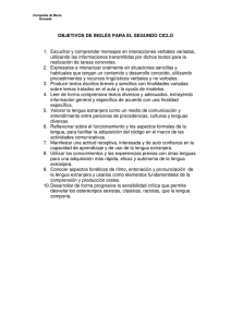 OBJETIVOS DE INGLÉS PARA EL SEGUNDO CICLO 1. Escuchar y