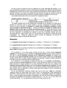 dos tipos de errores En toda prueba de hipótesis existe la