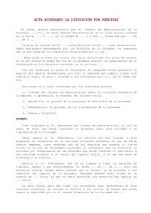 acta acordando la disolución por pérdidas