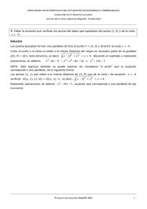 7. Hallar la ecuación que verifican los puntos del plano que
