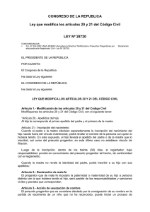 Ley que modifica los artículos 20º y 21º del Código Civil