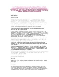 Instrumento Ratificación Convenio protección Derechos Humanos y