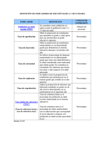 INDICADOR DEFINICION UNIDAD DE EXPRESIÓN Población en