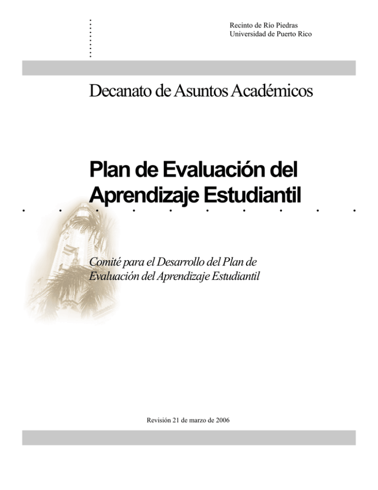 Plan De Evaluación Del Aprendizaje Estudiantil