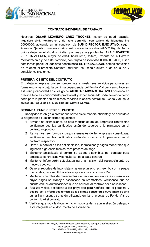 contrato de trabajo individual contrato de trabajo individual