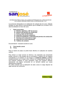 documentacion necesaria para la realizacion de los cursos cap