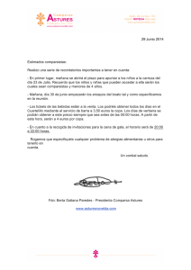 29 Junio 2014 Estimados comparsistas: Realizo una serie de