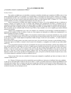 EL LAVATORIO DE PIES ¿Costumbre oriental o mandamiento